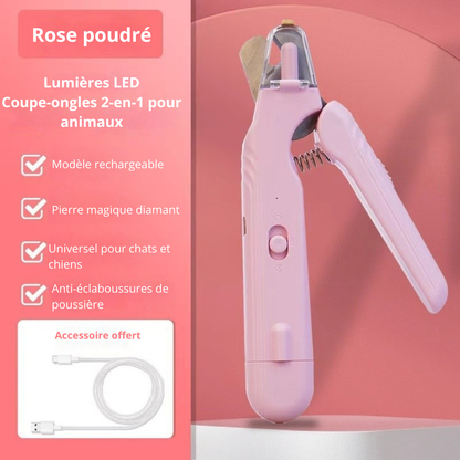 Coupe-ongle avec led 2 en 1  rose Rockylaidbeau